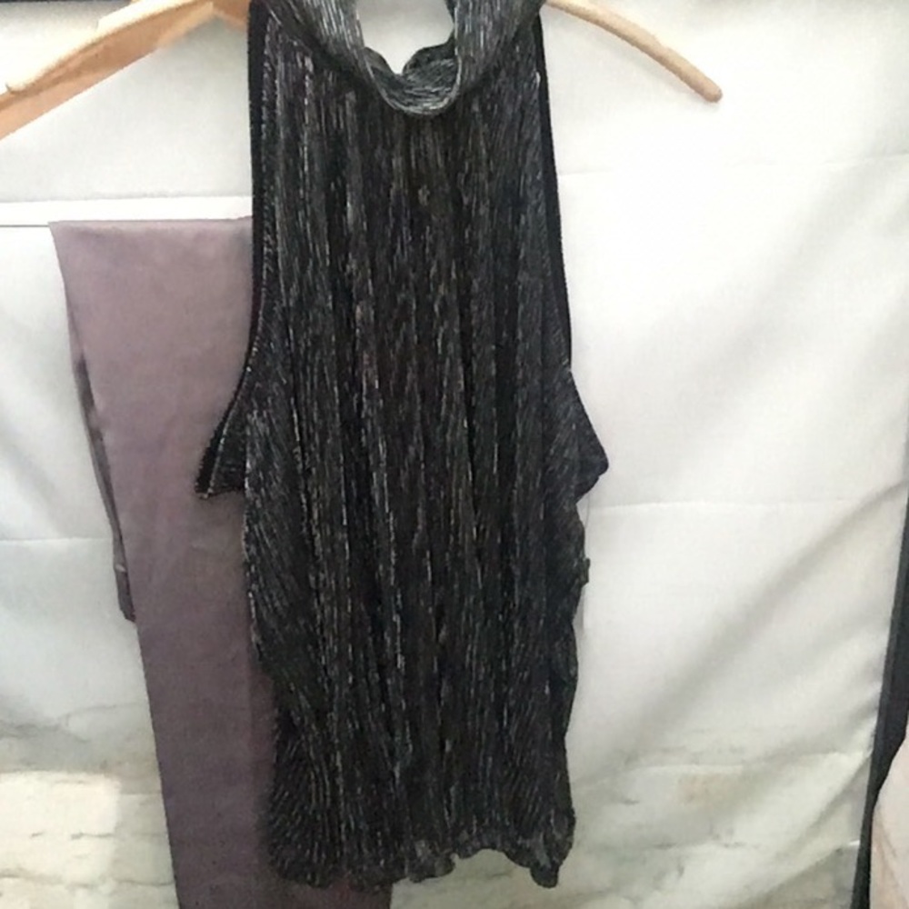 New Women’s Nine West High Halter Turtle Neck Metallic Tank Shirt - Picture 12 of 12